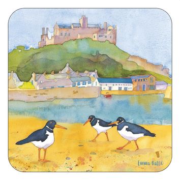 Emma Ball Three Oystercatchers on Sand Single Coaster
