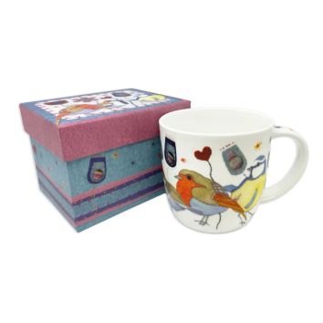 Emma Ball Stitched Birdies Bone China Mug with Gift Box