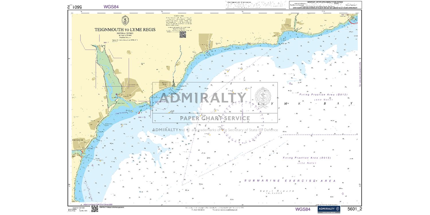 Admiralty 5601_2 Small Craft Chart Teignmouth to Lyme Regis (East