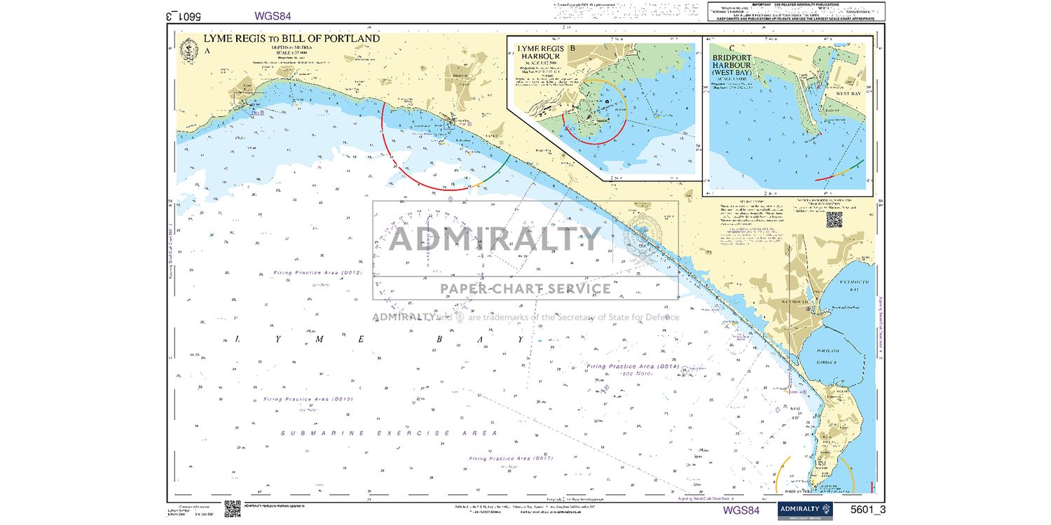Admiralty 5601_3 Small Craft Chart Lyme Regis to Bridport Harbour