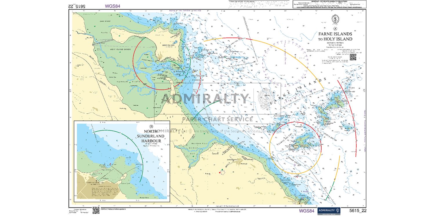 Admiralty 5615_22 Small Craft Chart - Farne Islands to Holy Island (East  Coast) only 17.80