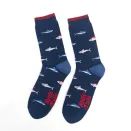 Men's Bamboo Socks - Navy Blue, Christmas Shark additional 2