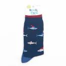 Men's Bamboo Socks - Navy Blue, Christmas Shark additional 3