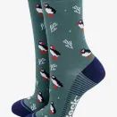 Women's Bamboo Socks - Sage/Navy, Puffins and Coral additional 1
