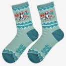 Women's Bamboo Socks - Mint Green, Christmas Border Collie additional 2