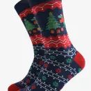 Men's Bamboo Socks - Navy Blue/Red, T-Rex Christmas Tree additional 1