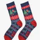 Men's Bamboo Socks - Navy Blue/Red, T-Rex Christmas Tree additional 2