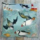 Emma Ball Diving Puffins/Seals Velvet Cushion additional 2
