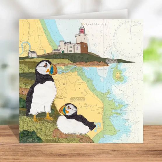Hannah Wisdom Puffins At Coquet Northumberland Greetings Card