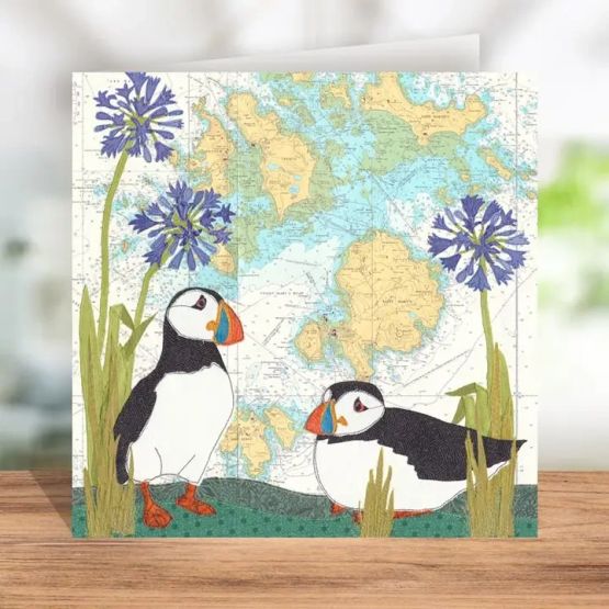 Hannah Wisdom Puffins At the Isles of Scilly Greetings Card