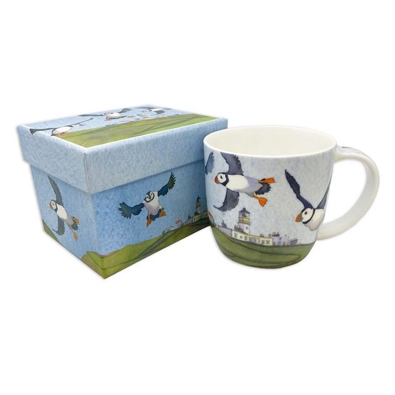 Emma Ball Flying Puffins Bone China Mug with Gift Box