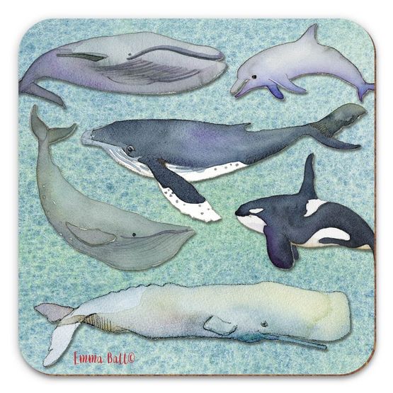 Emma Ball Whales Single Coaster