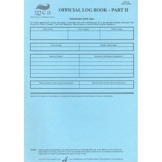 MCA Official Log Book of a Passenger Ship