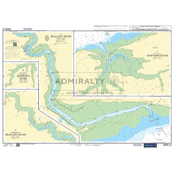 Admiralty 5600_6 Small Craft Chart - Beaulieu River to Newtown River (The Solent)