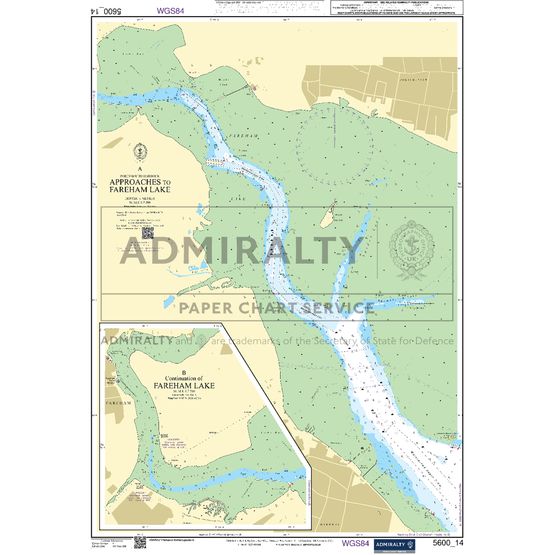 Admiralty 5600_14 Small Craft Chart - Portsmouth Harbour to Fareham Lake (The Solent)