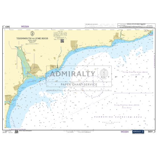 Admiralty 5601_2 Small Craft Chart - Teignmouth to Lyme Regis (East Devon &amp; Dorset Coast)