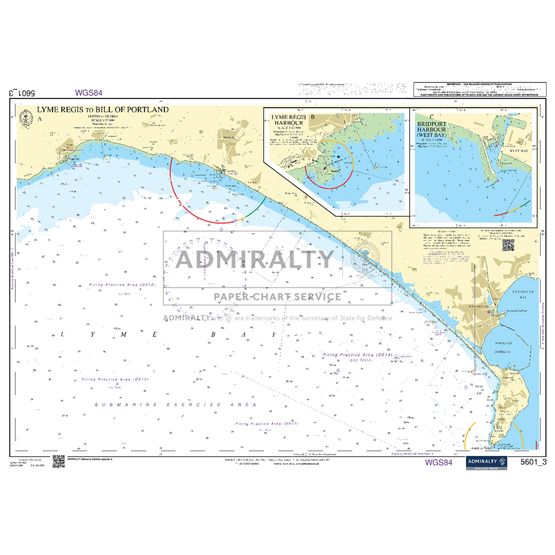 Admiralty 5601_3 Small Craft Chart - Lyme Regis to Bridport Harbour (East Devon &amp; Dorset Coast)