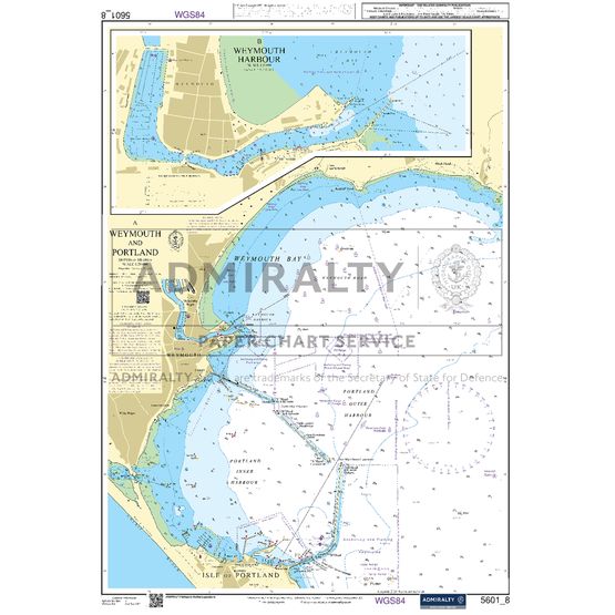 Admiralty 5601_8 Small Craft Chart - Weymouth &amp; Portland (East Devon &amp; Dorset Coast)