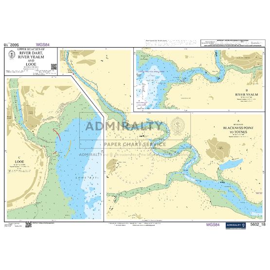 Admiralty 5602_18 Small Craft Chart - Upper Reaches of River Dart, River Yealm and Looe (The West Country)