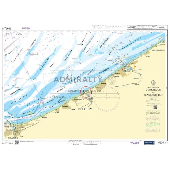 Admiralty 5605_11 Small Craft Chart - Dunkerque to Blankenberge (Chichester to Ramsgate)