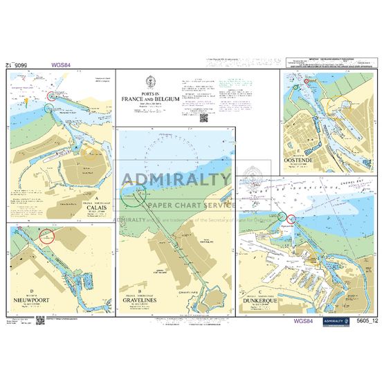 Admiralty 5605_12 Small Craft Chart - Calais to Oostende (Chichester to Ramsgate)