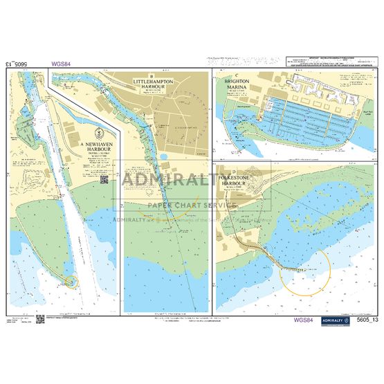 Admiralty 5605_13 Small Craft Chart - Newhaven to Folkestone (Chichester to Ramsgate)