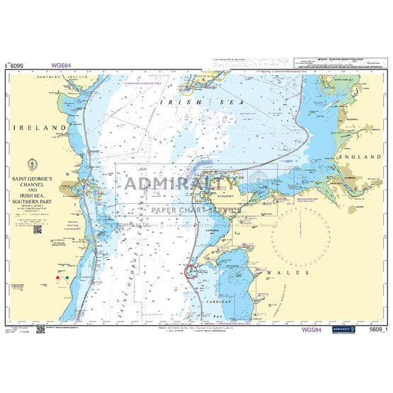 Admiralty 5609_1 Small Craft Chart - Saint George’s Channel &amp; Irish Sea (North West Wales)