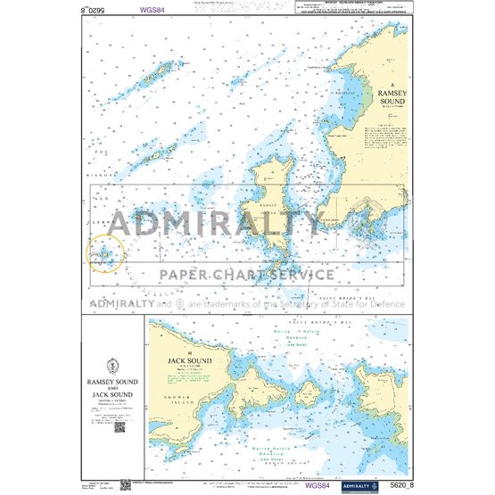 Admiralty 5620_8 Small Craft Chart - Ramsey Sound &amp; Jack Sound (South West Wales)