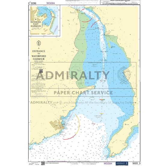 Admiralty 5622_3 Small Craft Chart - Entrance to Waterford Harbour (South Coast Ireland)