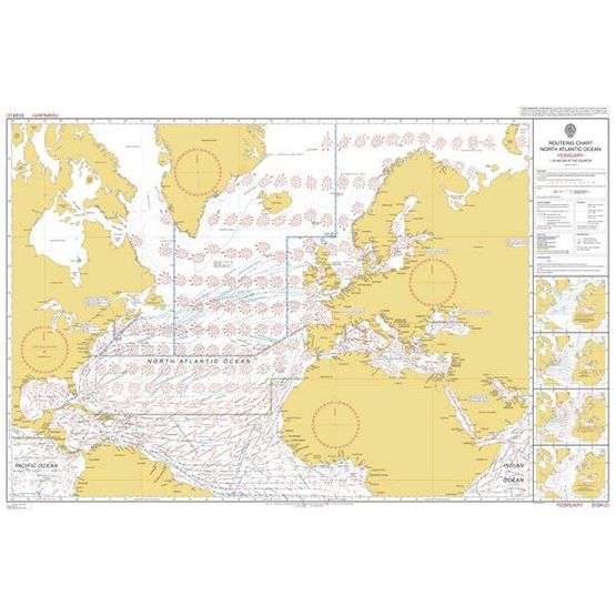 Admiralty 5124(2) Routeing Chart - North Atlantic Ocean - February
