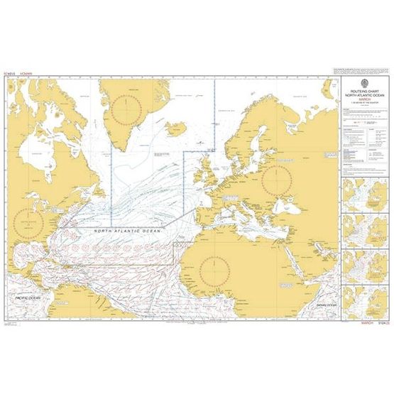 Admiralty 5124(3) Routeing Chart - North Atlantic Ocean - March