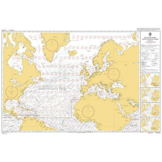 Admiralty 5124(8) Routeing Chart - North Atlantic Ocean - August