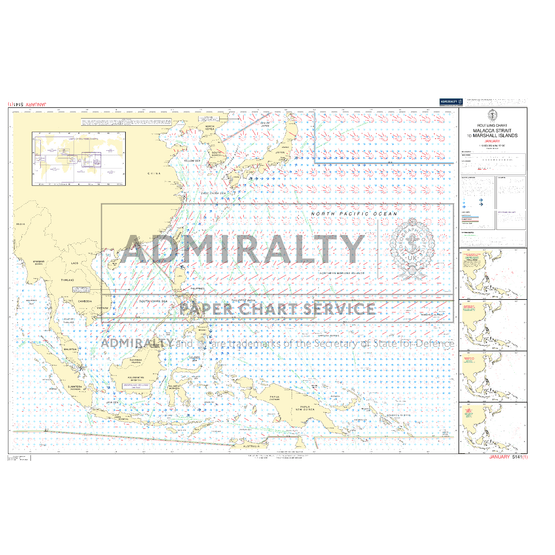Admiralty 5141(1) Routeing Chart, Malacca Strait to Marshall Islands - January