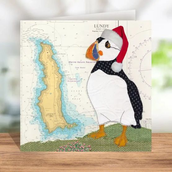Hannah Wisdom Puffin At Lundy Devon Christmas Card