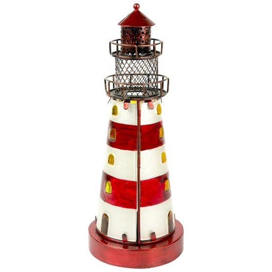 Stained Glass Lighthouse, Red, 32cm