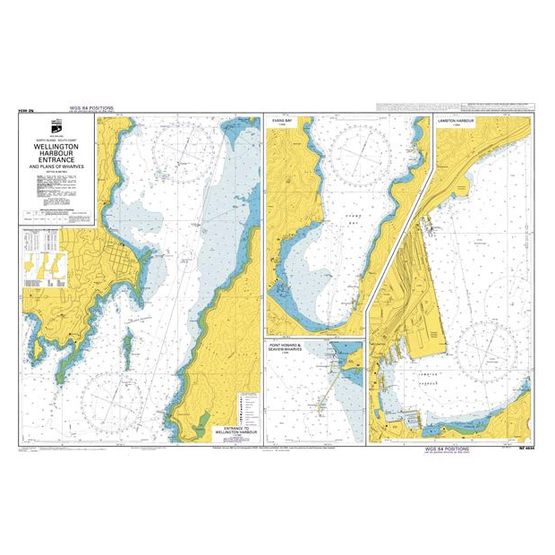 NZ4634 Wellington Harbour Entrance and plans of Wharves Admiralty Chart
