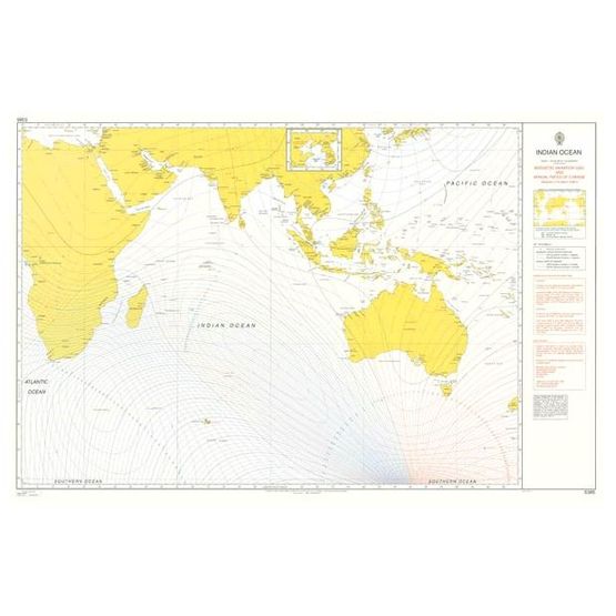 Admiralty 5385 Magnetic Variation, 2005 &amp; Annual Rates of Change - Indian Ocean