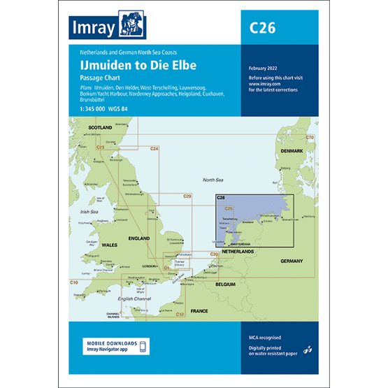 Imray Chart C26: IJmuiden to Die Elbe Passage Chart