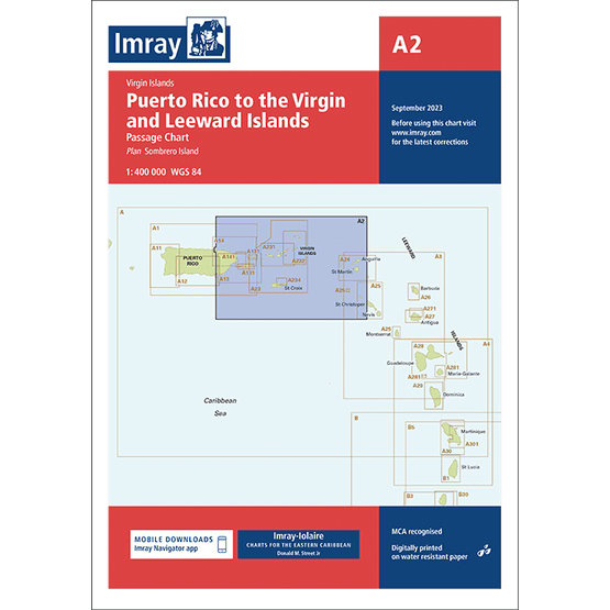 Imray Chart A2: Puerto Rico to the Virgin and Leeward Islands