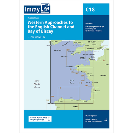Imray Chart C18: Western Approaches to the English Channel &amp; Bay of Biscay