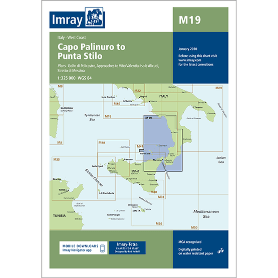 Imray Chart M19: Capo Palinuro to Punta Stilo