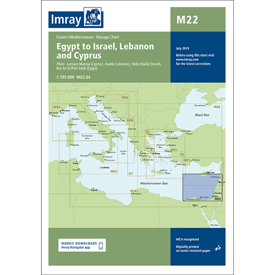 Imray Chart M22: Egypt to Israel, Lebanon &amp; Cyprus