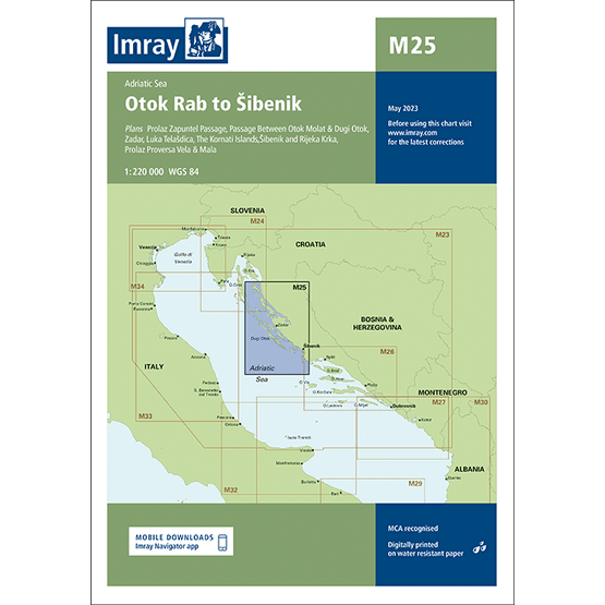 Imray Chart M25: Otok Rab to Sibenik
