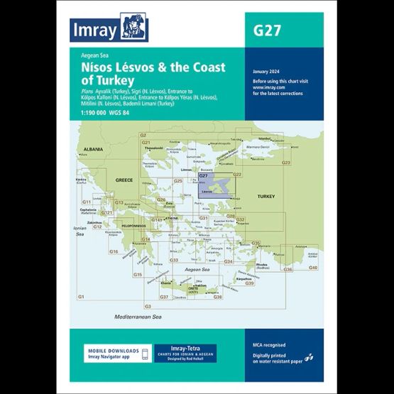 Imray Chart G27: Nisos Lesvos &amp; the Coast of Turkey