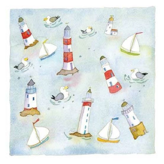 Emma Ball Lighthouses Afloat Single Coaster