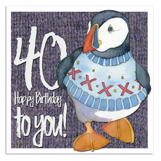 Emma Ball Woolly Puffin Age 40 Greetings Card