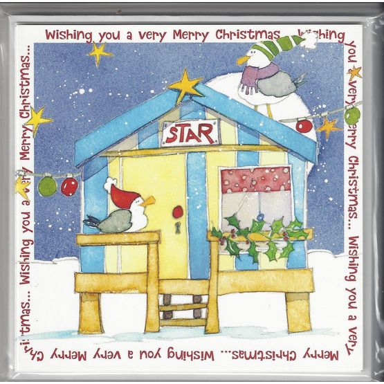 Emma Ball Xmas Cards Christmas Beach Hut - Pack of 6