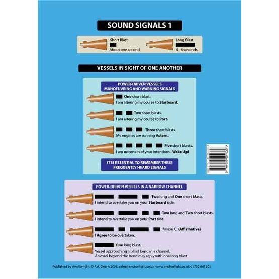 Anchor Marine Sound Signals Cockpit Card