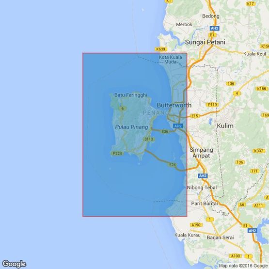 1366 Approaches to Pinang Harbour Admiralty Chart